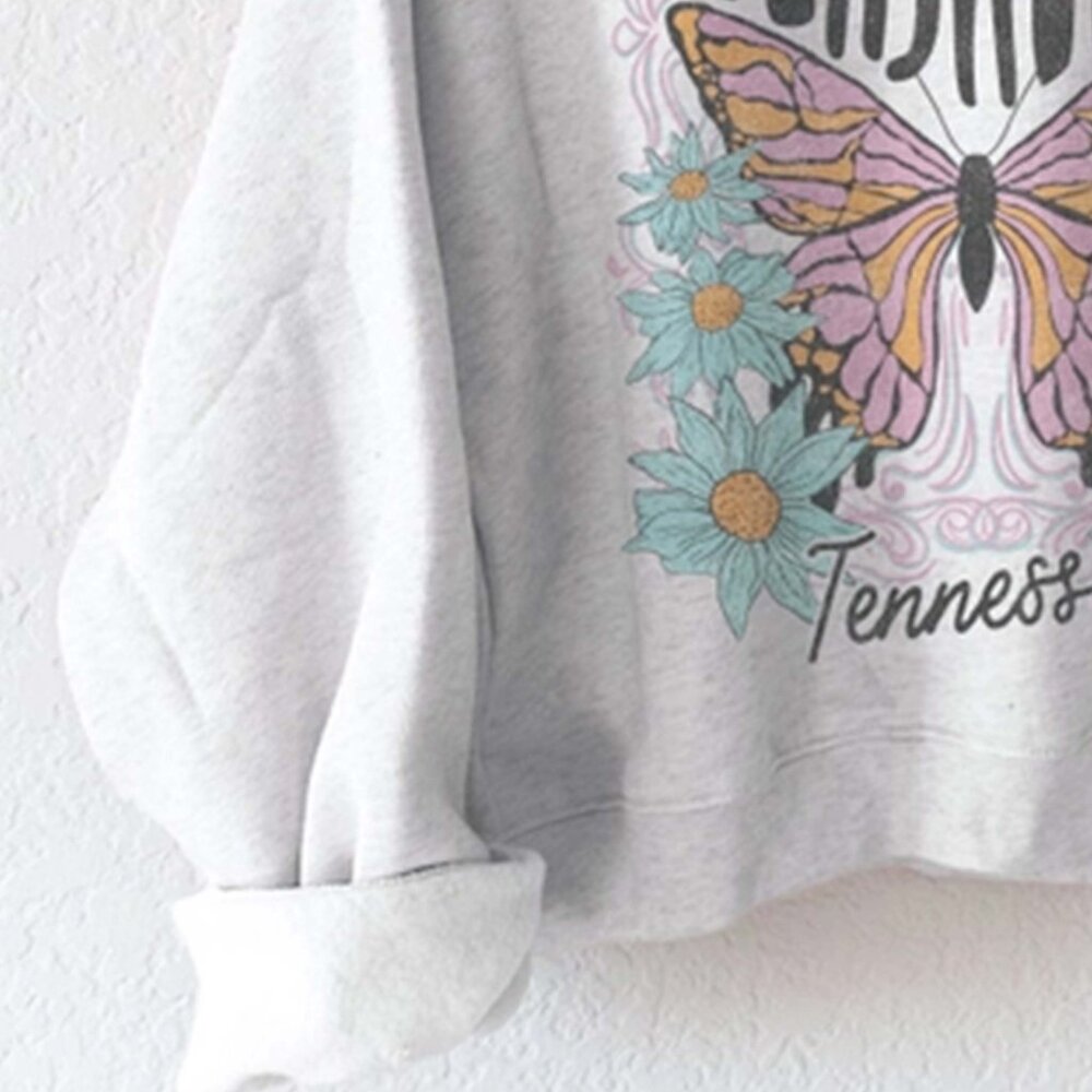 Nashville Tennessee Butterfly Graphic Midi Sweatshirt | Boho Western Country - Picture 6 of 7